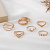 7pcs/set Moon Leaf Double V Double Layer Cross Ring