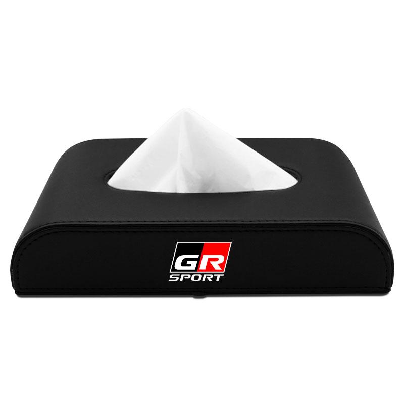 1pcs Car Tissue Box Holder Armrest Box Storage Case Emblem for Toyota TRD Corolla Camry Rav4 Yaris Hilux Prius Auris Car Accessories
