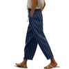 Pantaloni casual elastici cu imprimeu în dungi de damă