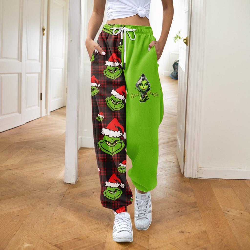 Women's Fashion Christmas Loose Drawstring Waist Solid Color Casual Sweatpants Pants