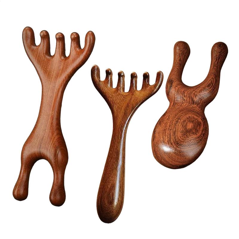 Body Meridian Massage Comb Sandalwood Deer Antlers Wide Tooth Acupuncture Help Blood Circulation Anti-static Smooth Hair