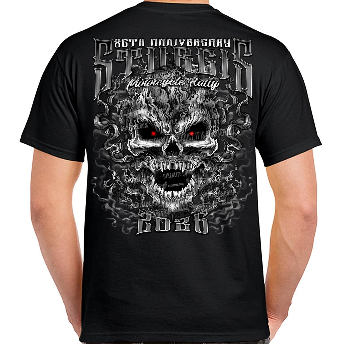 T-Shirt 2026 Sturgis Motorcycle Rally Wicked Skull No Harley M