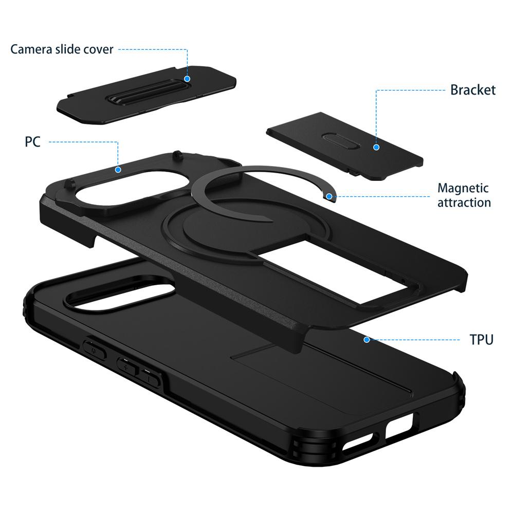 Protezione Scorrevole Fotocamera Supporto Pieghevole Magnetico Per Custodia Magsafe Per Google Pixel 10 9 8 Pro XL 8A 9A 10A Cover Posteriore Rigida Antiurto