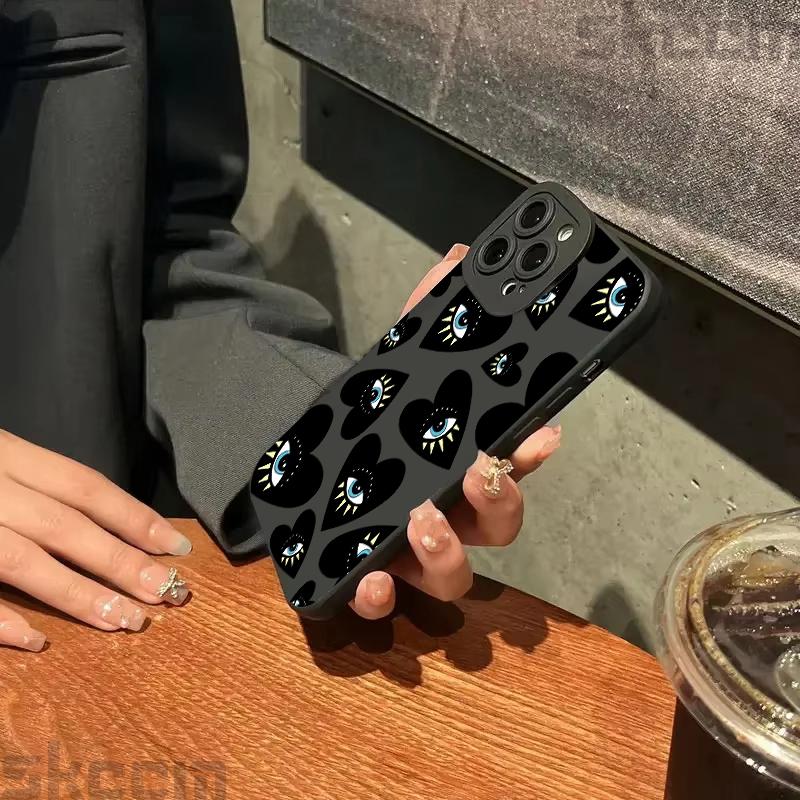 Creative Evil Eye Pattern Silicone Phone Case For iPhone 16 Pro Max 14 15 Plus 11 12 13 Mini X XS XR 7 8 16E Shockproof Cover
