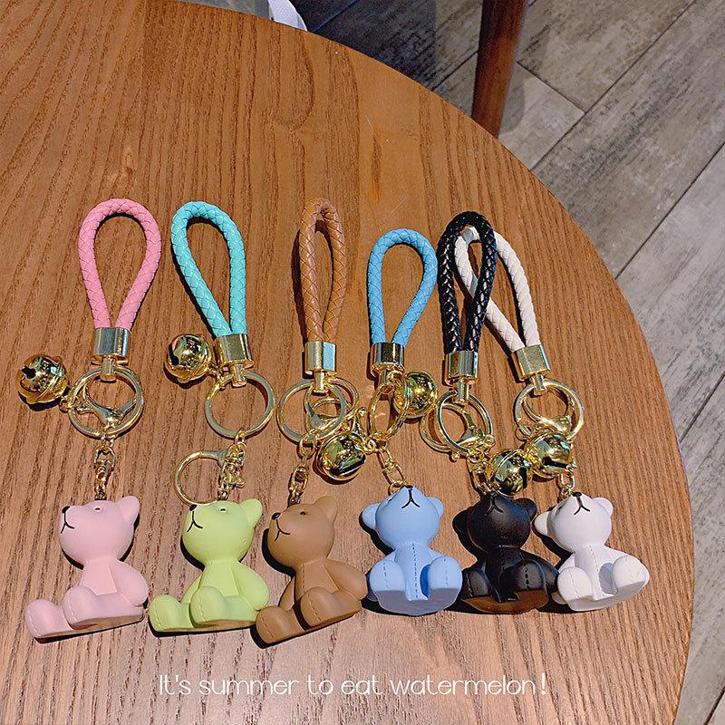 Creative Resin Muppet Bear Keychain Pendant Female Cute Couple Bear Car Key Chain Bag Pendant