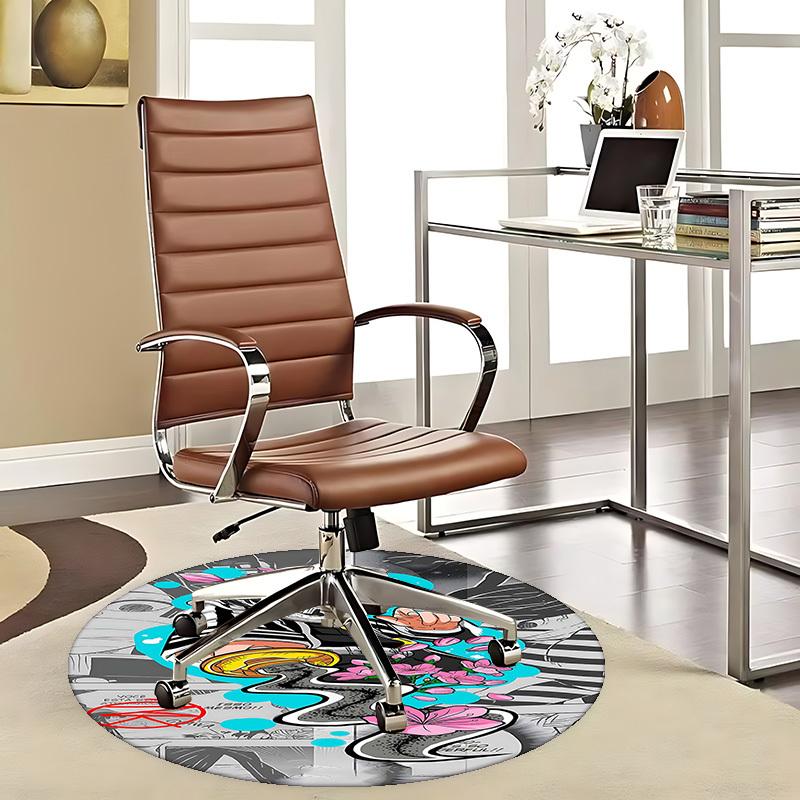 1pc Anime Character with Snake Round Carpet - Office Chair Mat, Anti-Slip Rug for Home Decor, Living Room, Bedroom, Game Room
