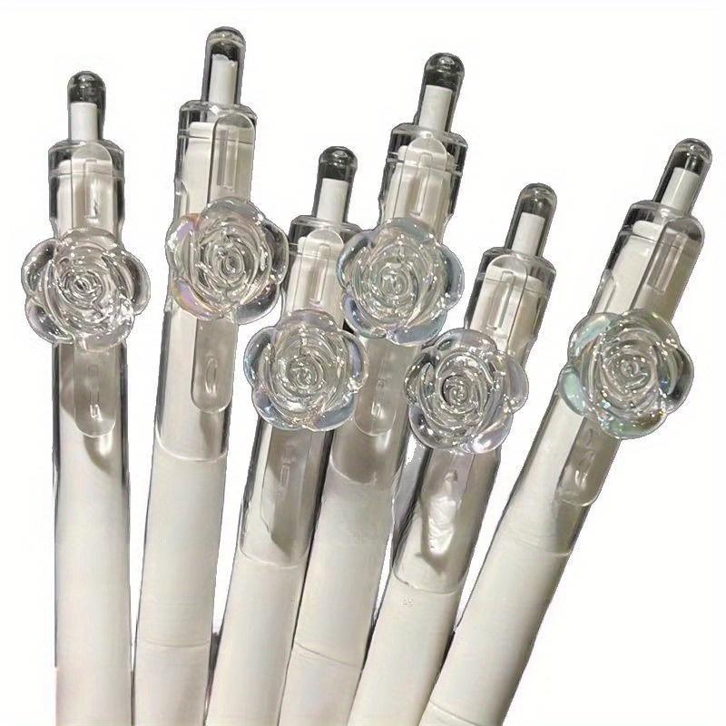 8-Piece/4-Piece Set Camellia Push-Button Ballpoint Pen, High-Quality Quick-Drying 0.5mm Signing Pen, Ergonomic Lightweight Stationery Set