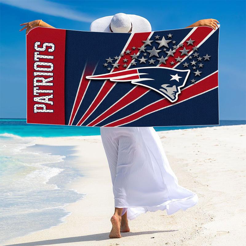 New England Patriots Logo Print Beach Towel, Large Soft Quick Dry Towel for Beach Camping Swimming