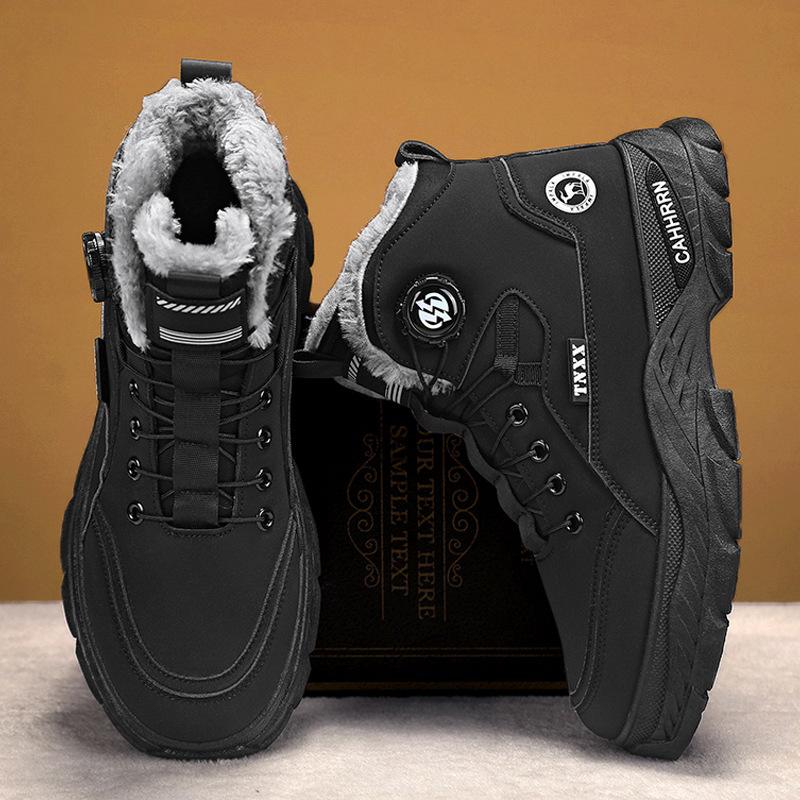 Winter velvet high-top Martin boots men's British style retro versatile shoes thick-soled thickened warm cotton shoes short boots