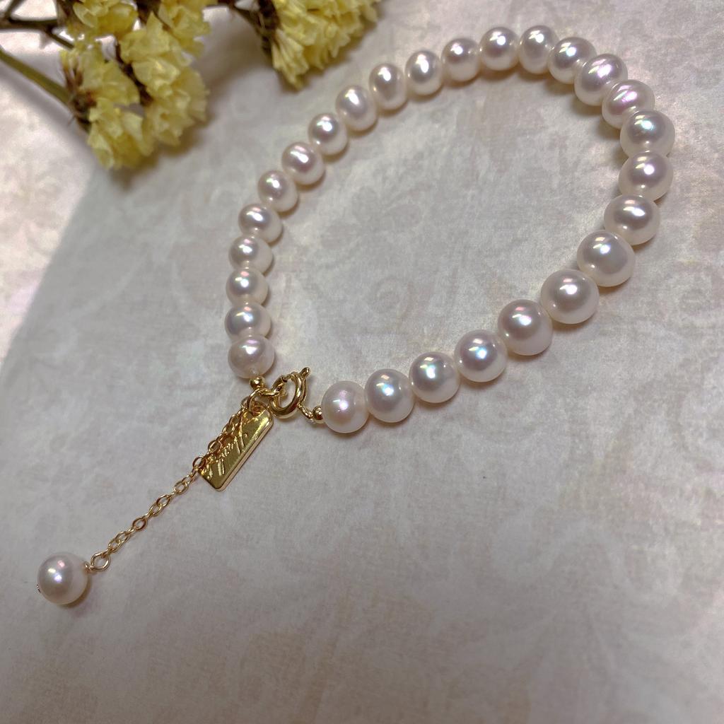 Baroque Special-shaped Pearl 14K Gold Bracelet Niche Ins Sense Retro French Cold Wind Bracelet Gift