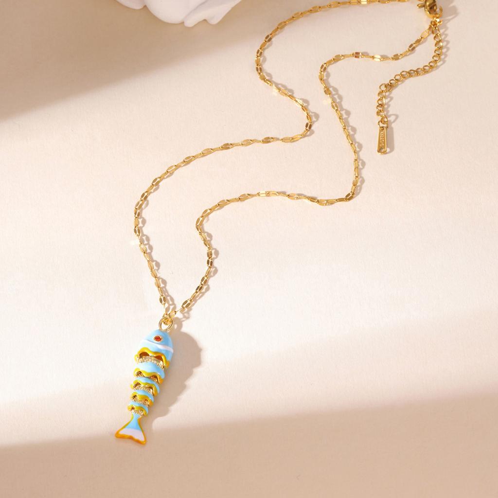 Ozean Serie Bunte Tiddler Fisch Halskette Personalisierbar Goldfisch Schlüsselbein Kette Charmante Damen Schmuck Geschenke