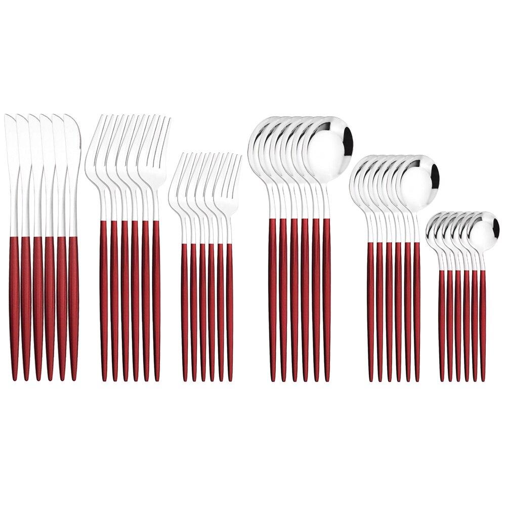 36Pcs Pink Gold Dinnerware Cutlery Set Western Knife Dessert Forks Spoon Flatware Stainless Steel Silverware Kitchen Tableware