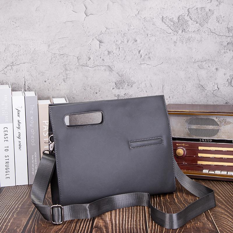Men's One-shoulder Crossbody Bags Korean Retro Business Casual Car Stitching Waterproof Zipper Handbag