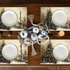 4pcs Linen Placemats, Christmas Tree Decorative Table Mats Set 12x18 Inches, Suitable for Home Kitchen Dining Tables, Holiday Party Decorations, and
