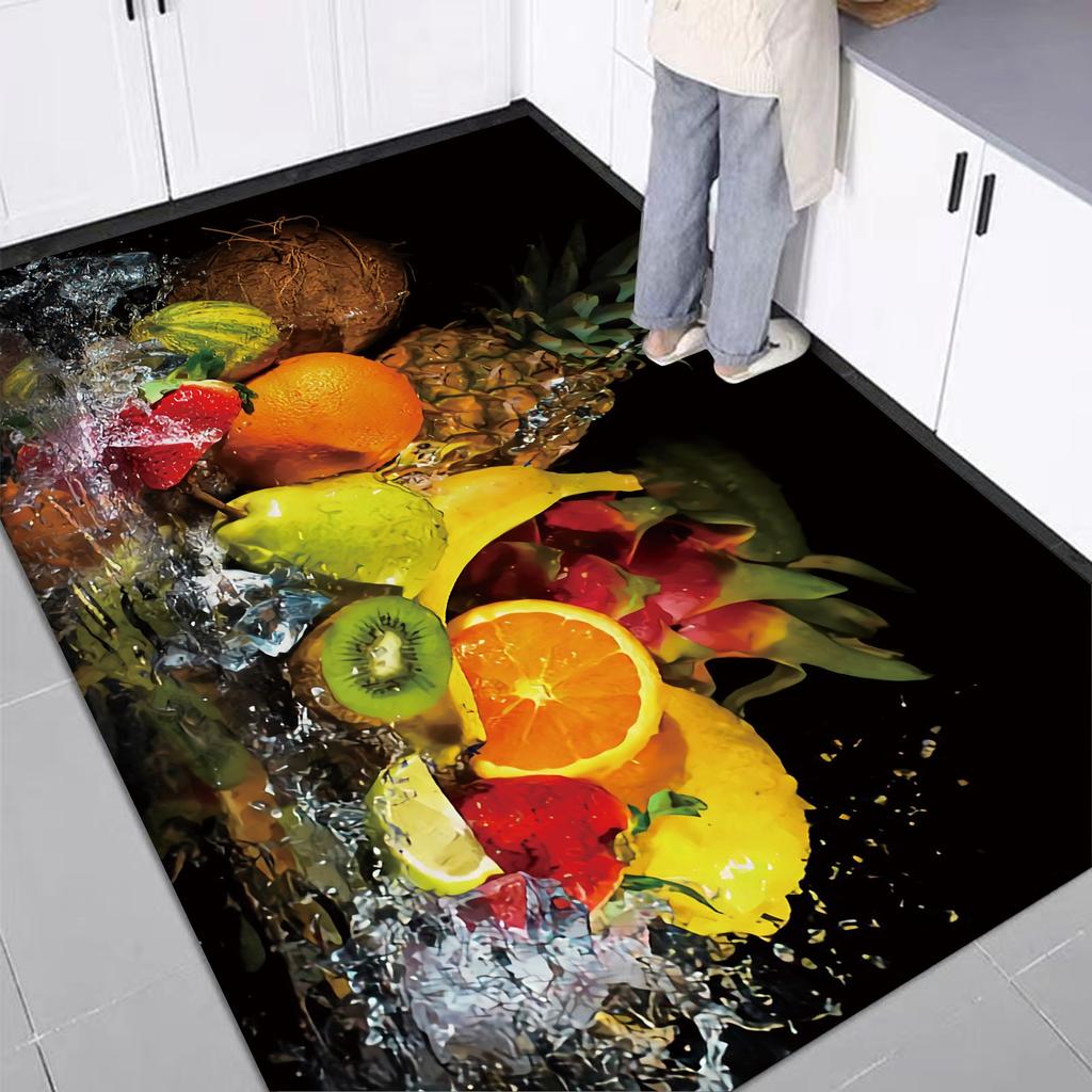 Fruit Pattern Soft Kitchen Rug Anti-Fatigue Kitchen Rug Waterproof Non-Slip Rugs Set Runner Rug Bedside Rug Absorbent Carpet For Kitchen