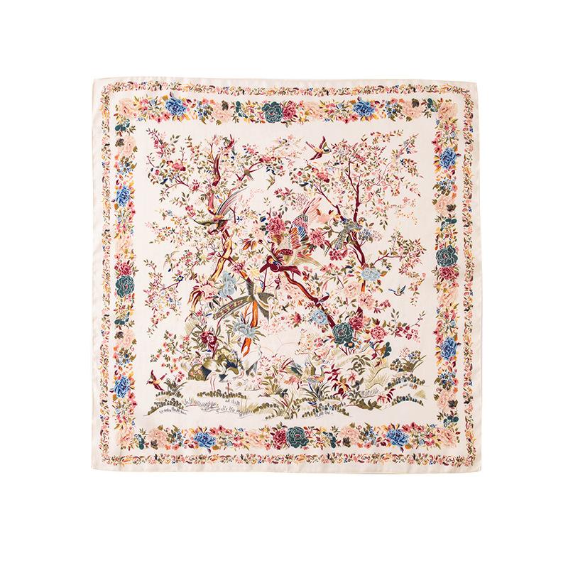 High-end niche printed square scarf designer style, personalized elegance, temperament herringbone silk scarf decorative scarf 65*65