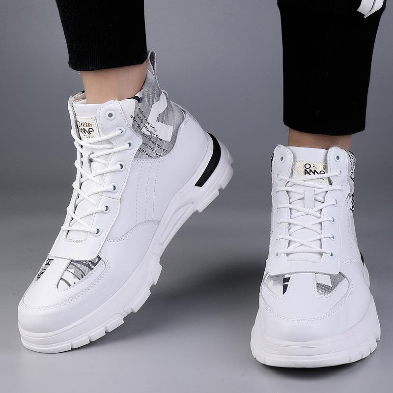 Fashion Man Boots Elevator Shoes Hidden Heels Cow Leather Fashion Ankle Boots For Male Increase Insole 7CM Height Increasing Shoes Men