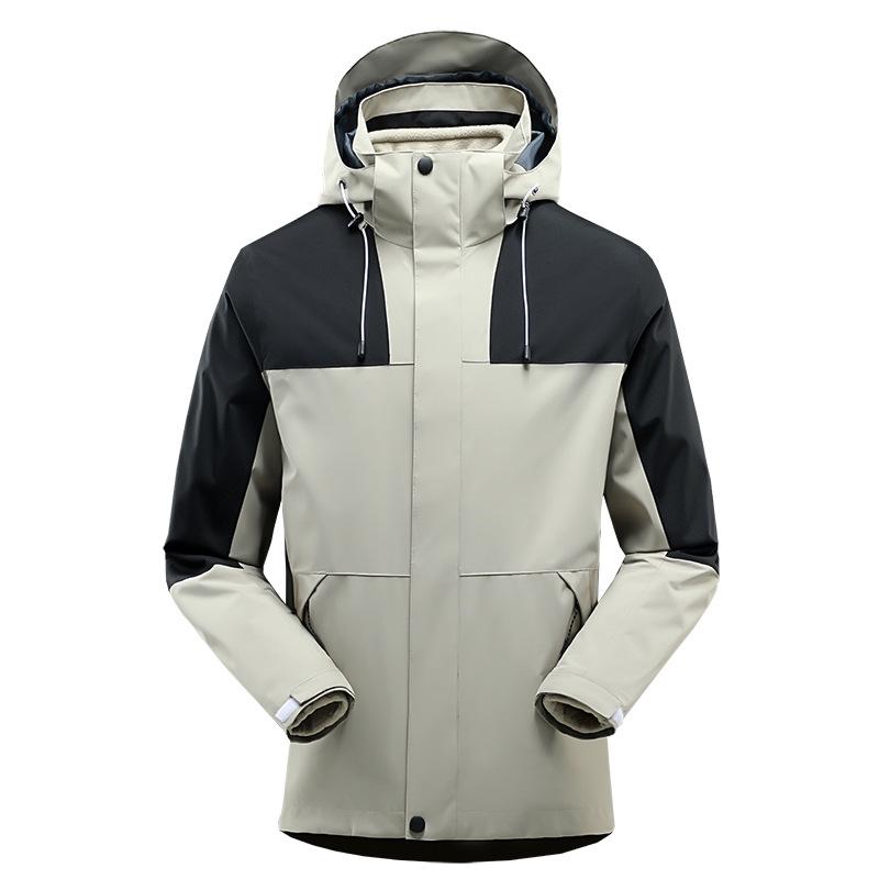 Men's and Women's Outdoor Windproof Waterproof Two-Piece Detachable Ski Suit, Three-in-One for Mountaineering