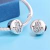 Fit 925 Silver Charms Beads Mysterious Devil's Eye Fatima's Hand Pendant Charms For Women Fine DIY Jewelry