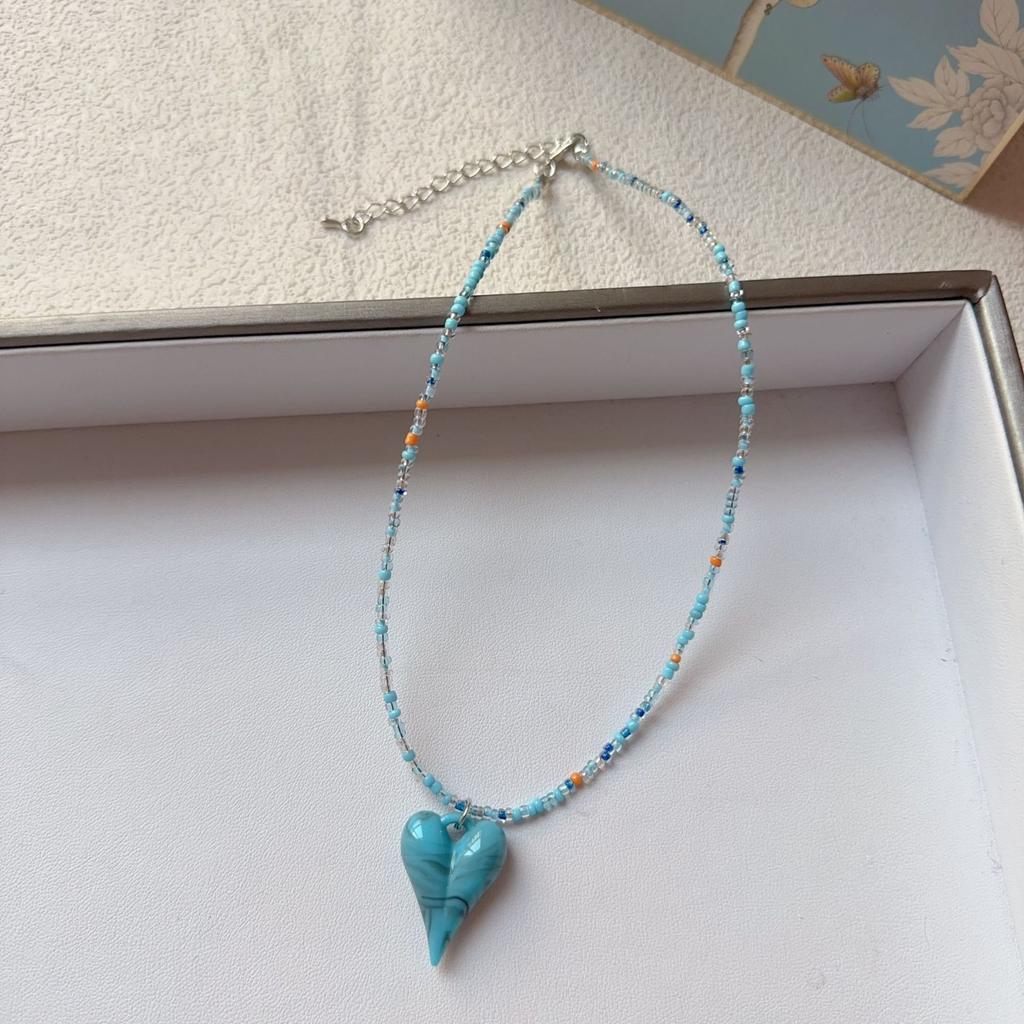 Strawberry Sweet Necklace Korean Handmade Beaded Rice Beads Sweet Cool Wind Clavicle Chain Fashion Jewelry