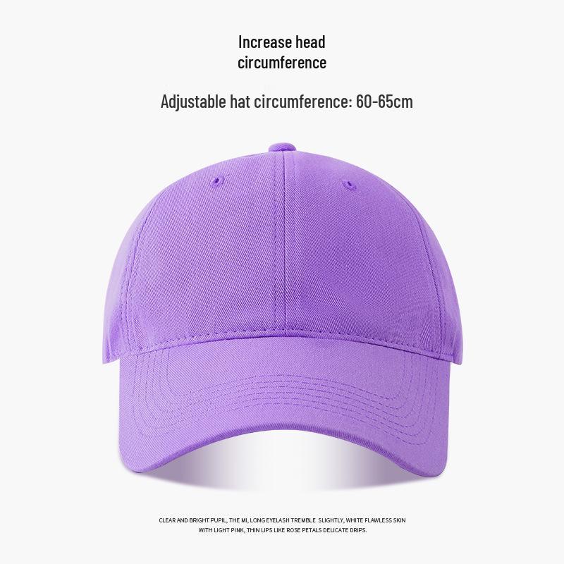 "65cm Unisex Solid Color Baseball Cap with Soft Top, Deepened and Widened Brim for a Slimmer Face Look."