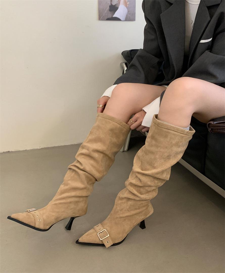 

Niche light luxury 2025 autumn and winter handmade foreign trade retro women s boots women s shoes high heel soft leather retro boots 39 хаки