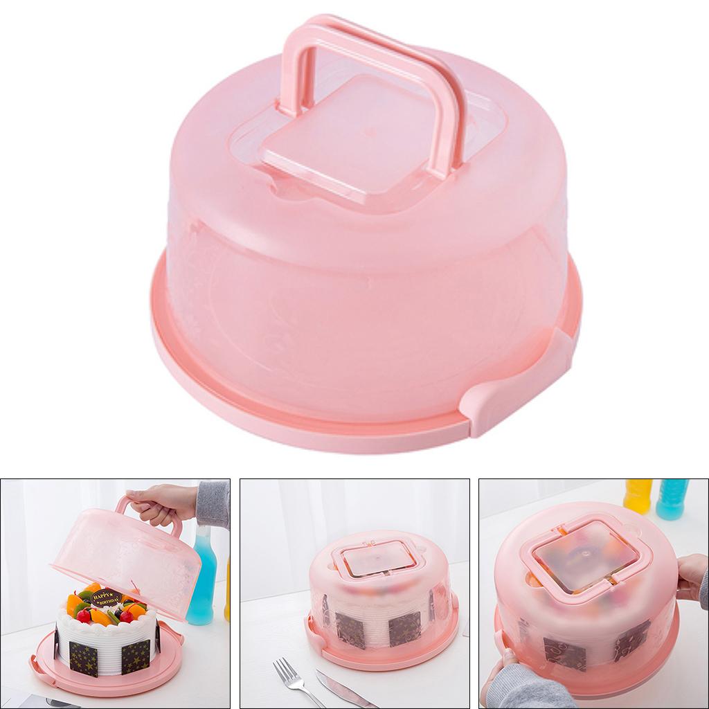 

Round Plastic Cake Carrier Container Transporter with Lockable Lid Handle розовый