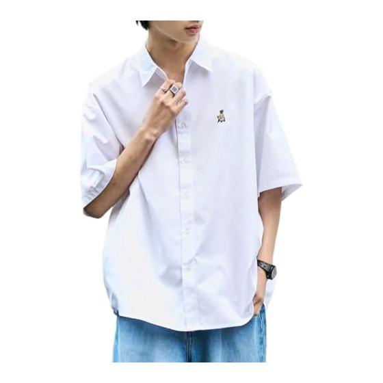 [Wego] Short Sleeve Shirt, Easy Care, One Point Shirt, Short Sleeve, Top, Clothes, Summer Clothes, Big Shirt, Big Silhouette T-Shirt, Loose, Gift,