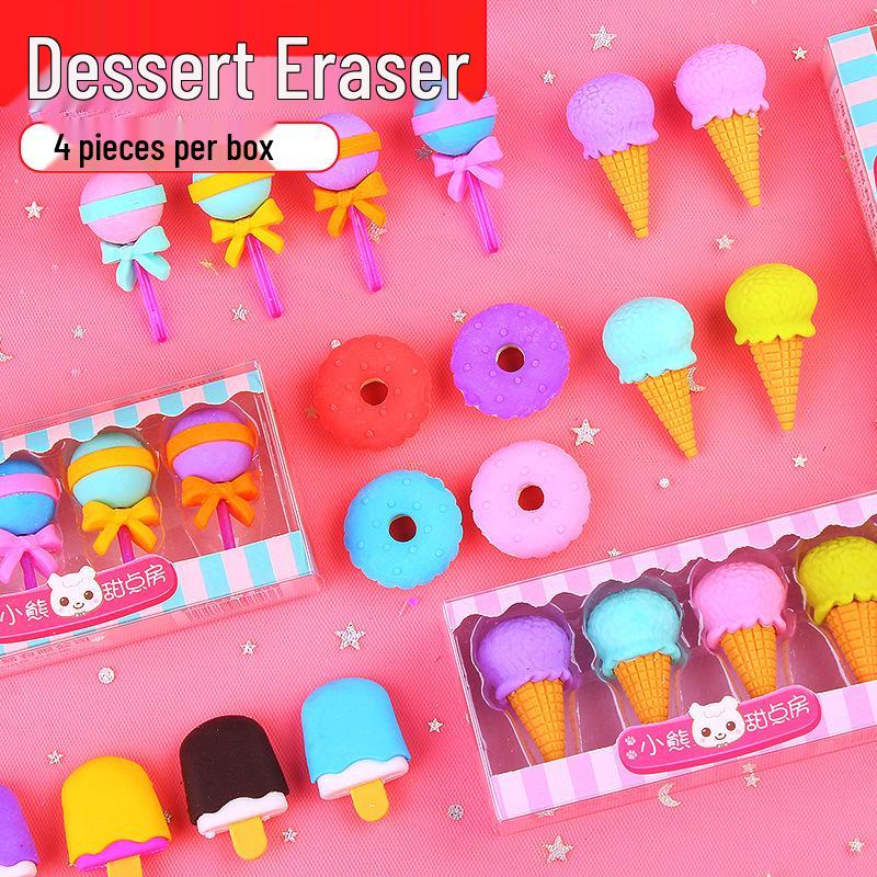 Colorful Dessert-Themed 3D Detachable Erasers in Cute Box