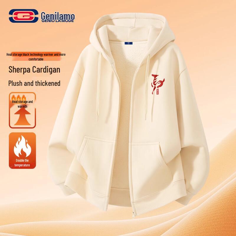 GENIOLAMODE Men's Sherpa Fleece Hooded Zip-Up Jacket