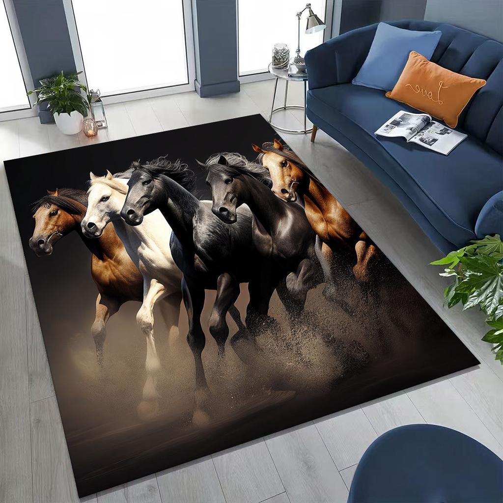 Traum Galopp Ross Pferd Mustang Cartoon Kunst Teppich Teppich für Schlafzimmer Wohnzimmer Sofa Haus Fußmatte Dekor, Kinder Rutschfeste Bodenmatte