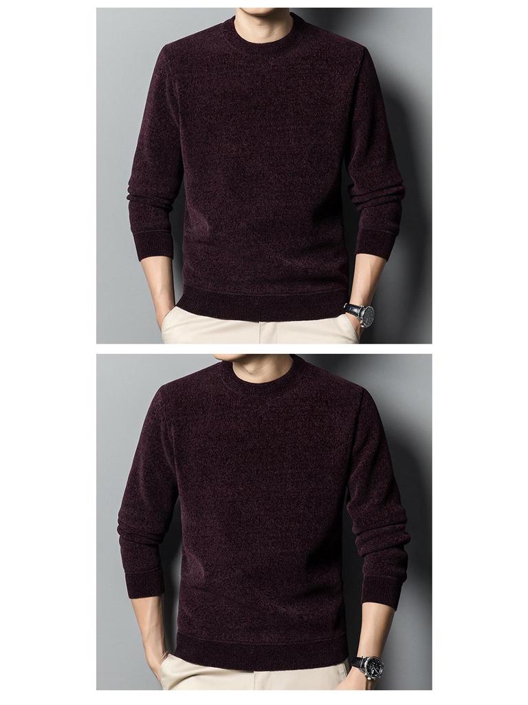 Men's Chenille Fleece One-Piece Knitwear: Thickened Warm Winter Woolen Base Layer Sweater