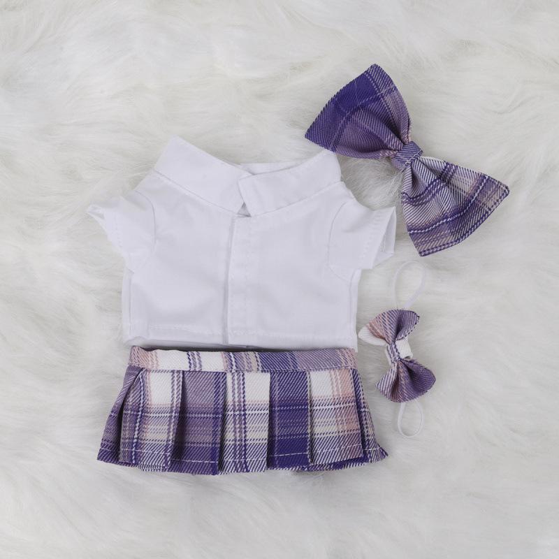 10x20cm College Style Doll Uniform: Pleated JK Skirt Set for Plushie Dolls