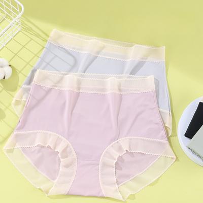 Mutandine ad Alta Elasticità Patchwork Pizzo Intimo Culotte Leggere da Donna Slip a Vita Alta Mutandine di Seta Ghiaccio