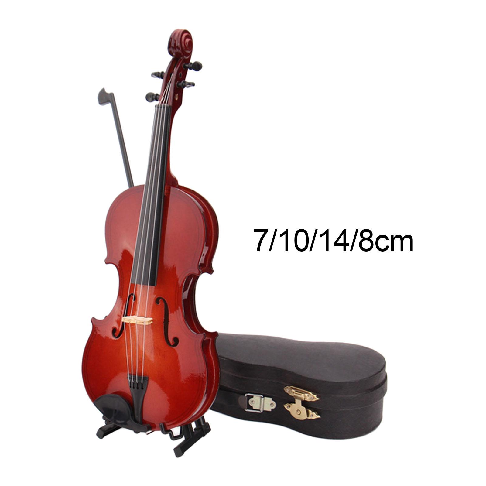 

Mini Violin Model Ornaments Gifts Craft Tiny Violin Musical Instrument Model for Home Decor 10cm