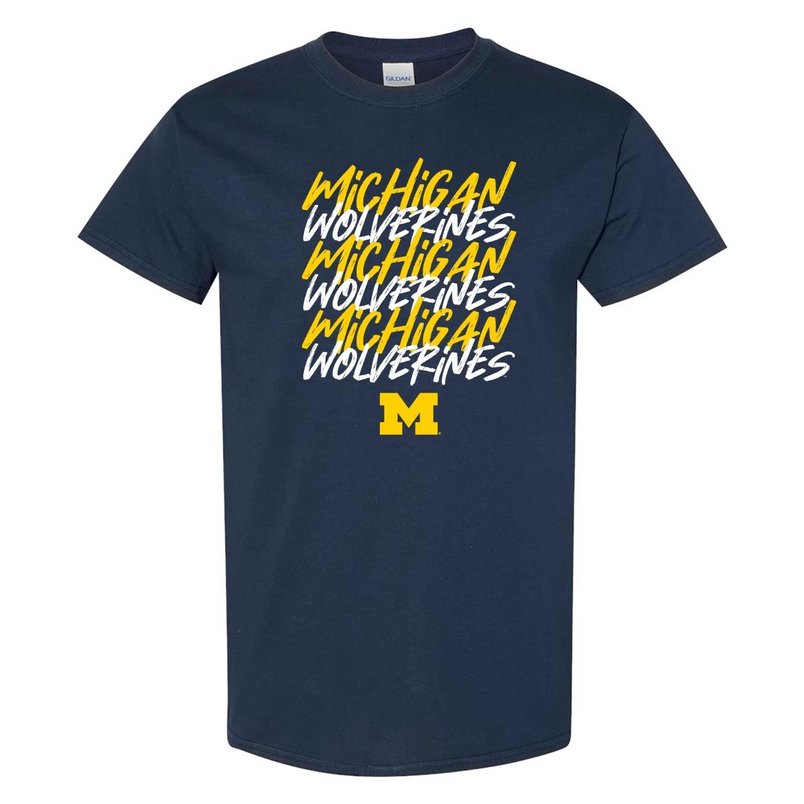 Michigan Wolverines Marker Repeat T-Shirt - Navy 3XL
