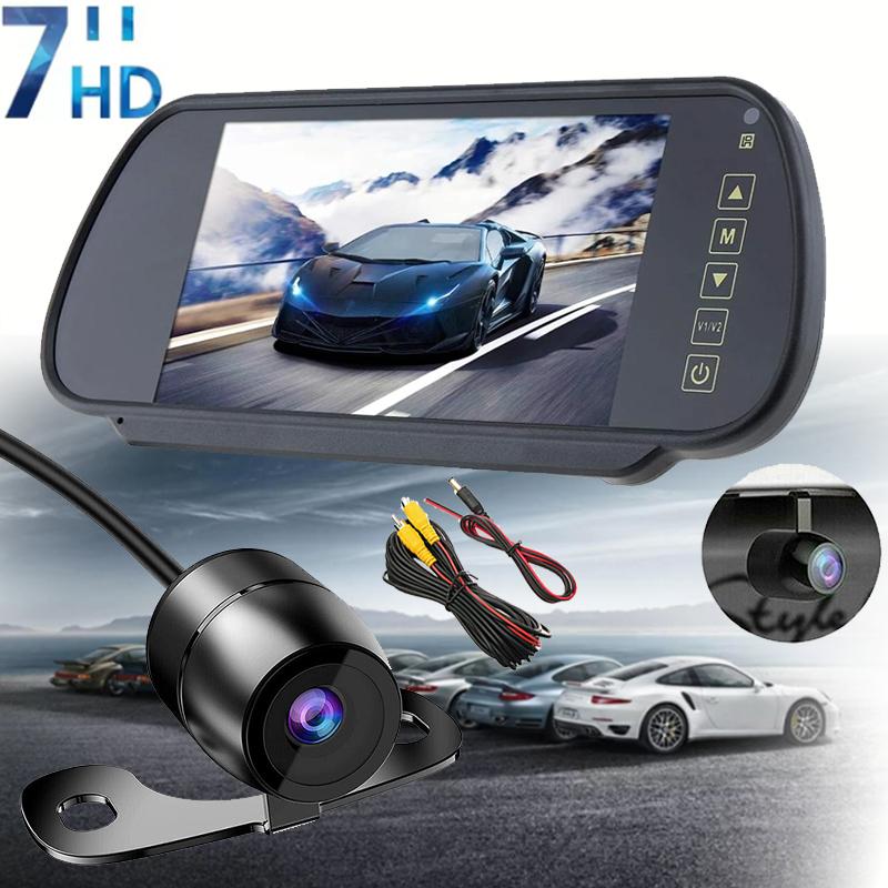7inch Mirror Monitor+Backup Camera Set Parking Assistant Vehicle Night Vision with 6m Video Cable - Universal Fit for Truck