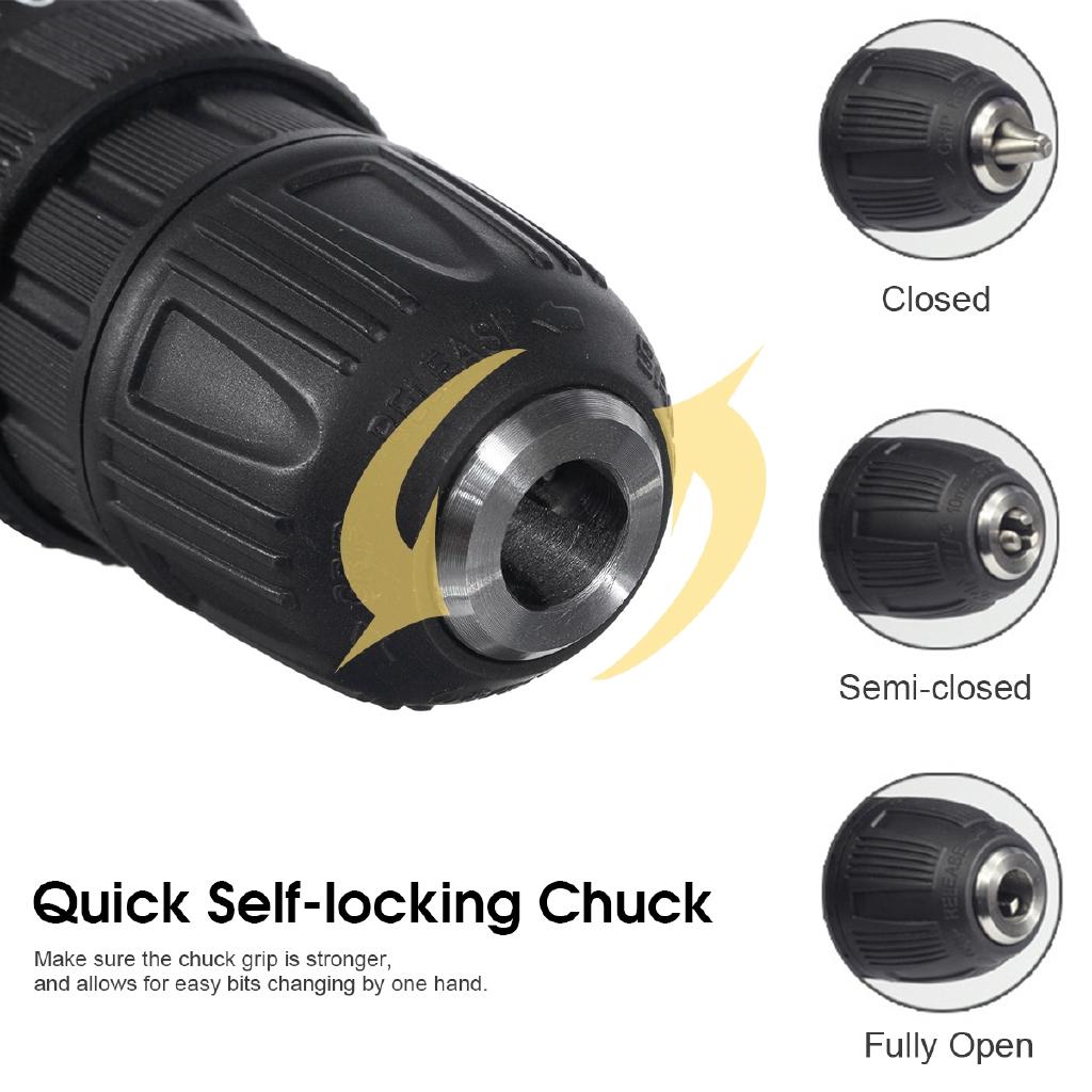 AC 100-240V Multifunction 36V Dual Speed 25 Torque Electric Cordless Drill Screwdriver LED