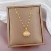 Elegant Oyster Necklace Fashionable Clavicle Chain Trendy Peach Heart Pearl Necklace  Women