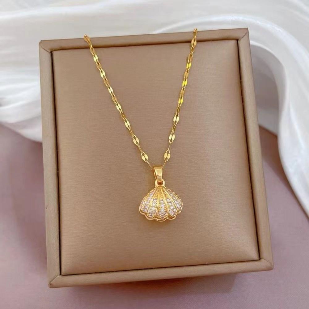 Elegant Oyster Necklace Fashionable Clavicle Chain Trendy Peach Heart Pearl Necklace  Women