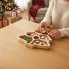 Wooden Christmas Divided Tray Wood Finish Holiday Snack with Raised Edges Festive