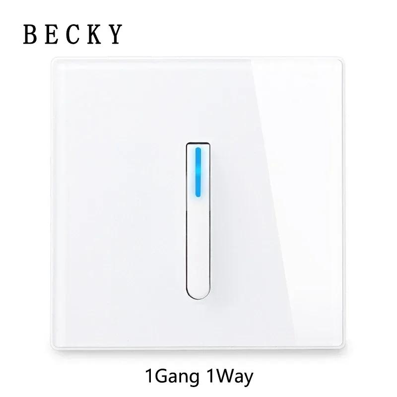 White Wall Lamp Tempered Glass International Switch Self-Reset Led Indicator Light Piano Keys Wall Lamp Panel 1-4gang 1Way 2Way