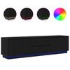 TV Stand with LED Lights Black Oak Effect 193.5x41x50 Cm