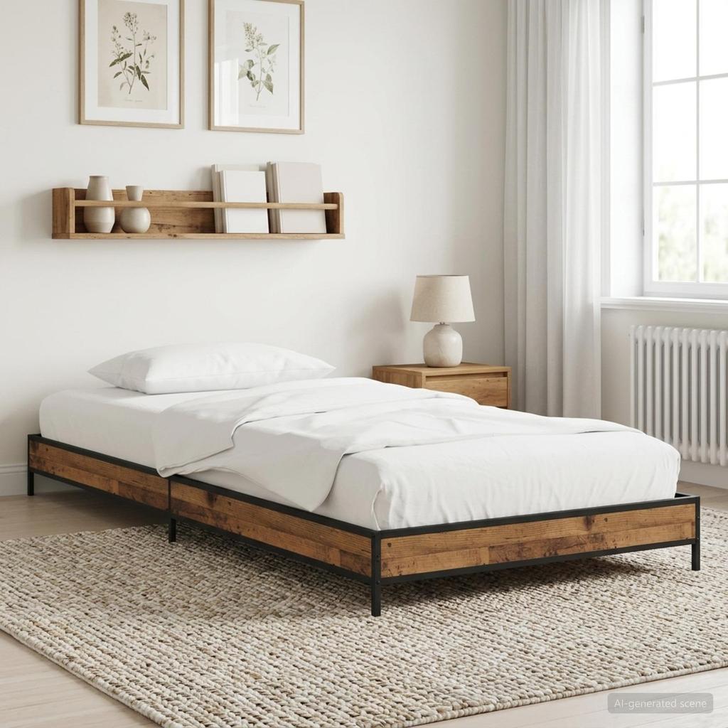 Bed Frame Reclaimed Wood 80 X 200 Cm Engineered Wood