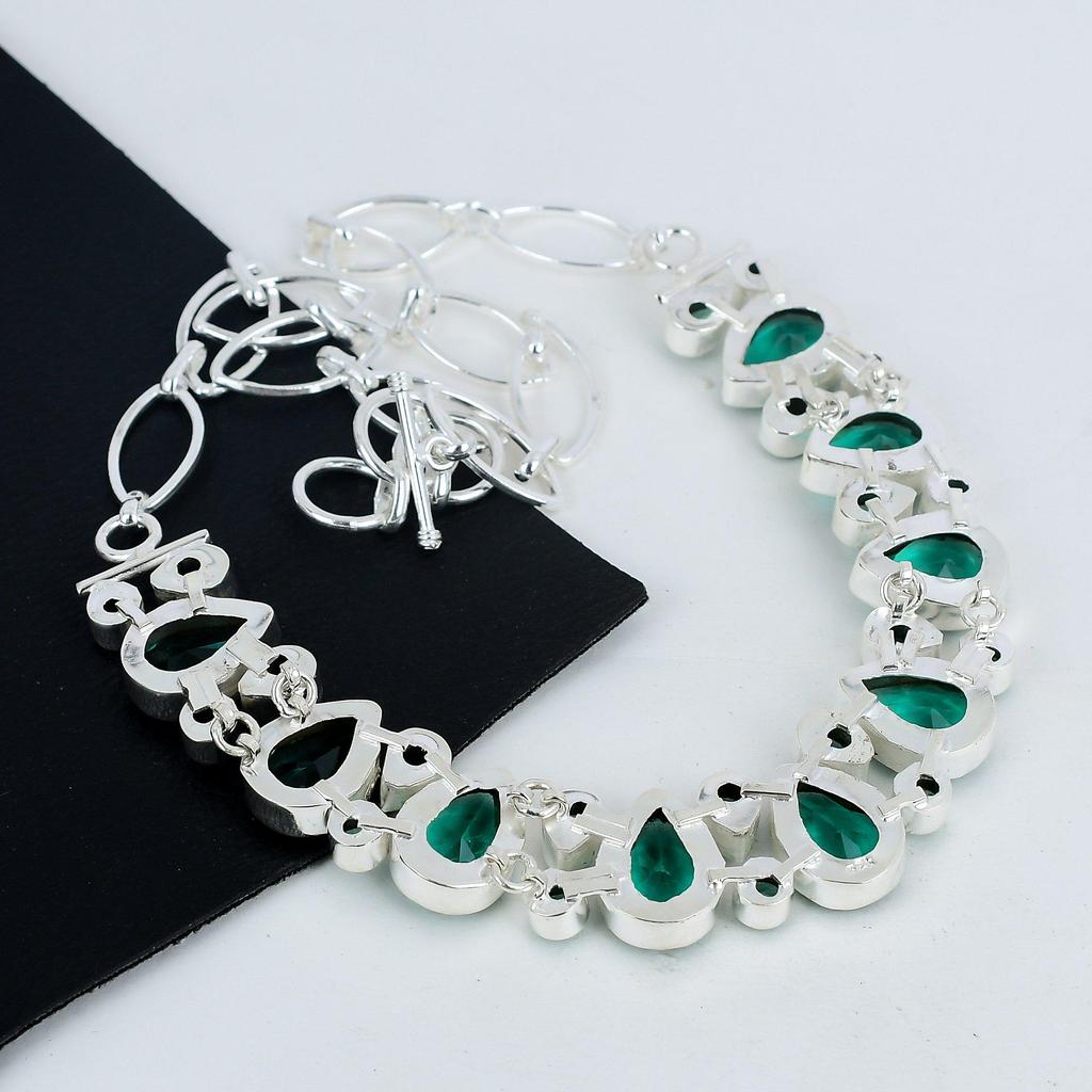 Colier delicat cu piatră prețioasă Apatit Verde, lucrat manual din Argint Sterling 925, Colier din argint cu Apatit Verde pentru soție, Colier unisex, Cadou de ziua de naștere pentru persoana iubită