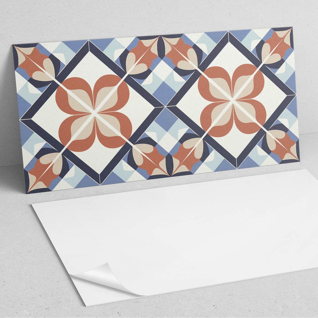Kafelki Z Nadrukiem Samoprzylepne Winylowe Symetryczny Wzór Kwiatowy 6X60X30 Cm