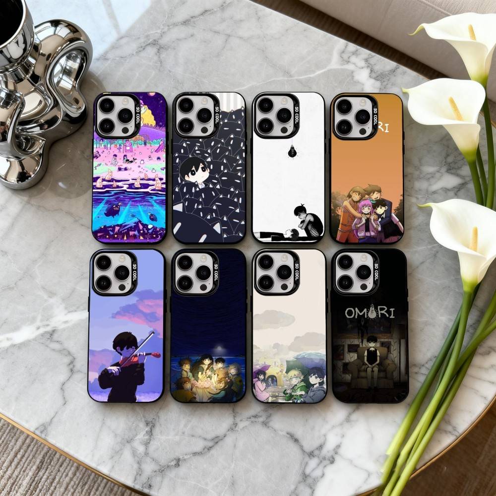 G-Game O-Omori-L Phone Case For iPhone17,16,15,14,13,12,11 Plus,Pro Max Black Candy Silver Plated Cover