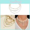 Pearl Necklace Women Beach Vacation Shell Pendant Geometric Layered Jewelry For Summer