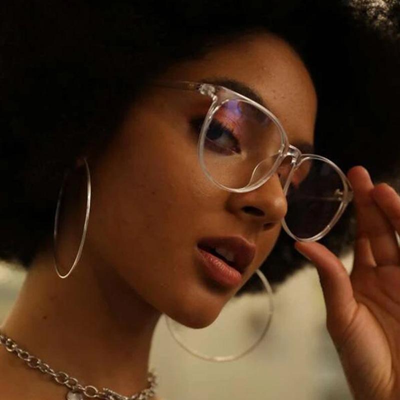 Transparent Computer Glasses Frame Women Men Anti Blue Light Round Glasses