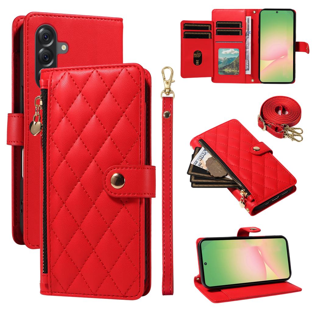 For Samsung Galaxy A56 5G/M56 5G Wallet Case with Straps,Rhombus Leather Stand Phone Cover
